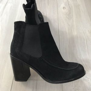 Shellys London Suede Chunky Heel Ankle Boots